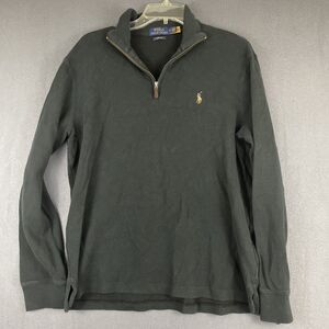 Polo Ralph Lauren 1/4 Zip Estate Rib Pullover Men Size Medium Black Color Pony